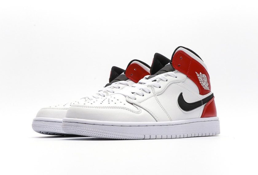 Air Jordan 1 Mid White Black Gym Red - Image 9