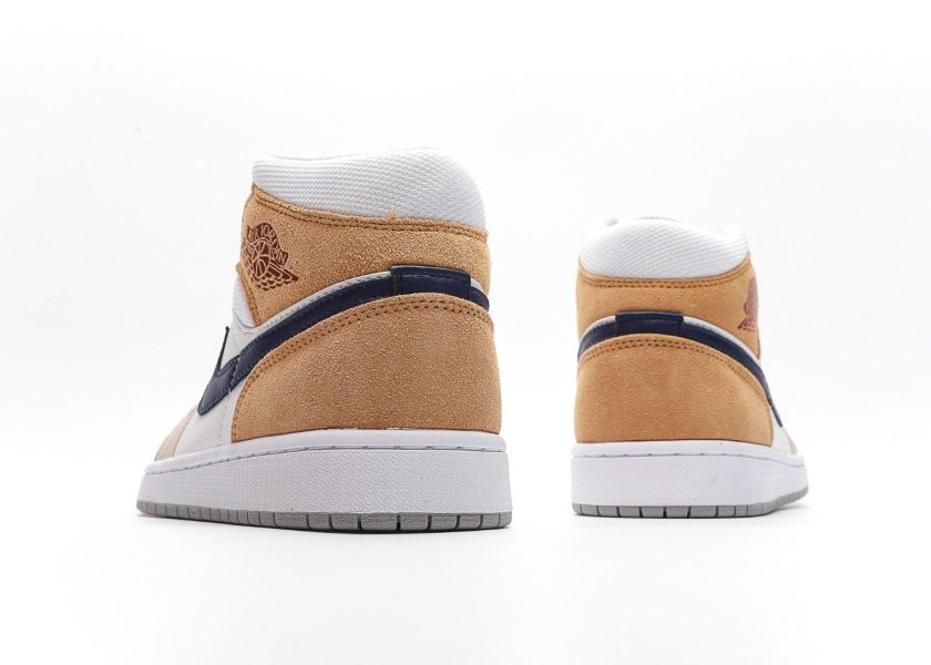 Air Jordan 1 Mid White Tan Navy - Image 5