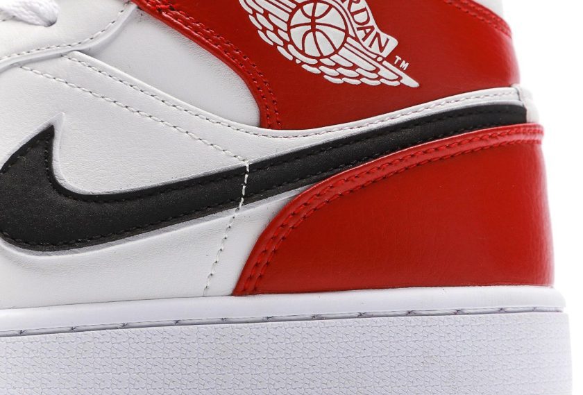 Air Jordan 1 Mid White Black Gym Red - Image 6