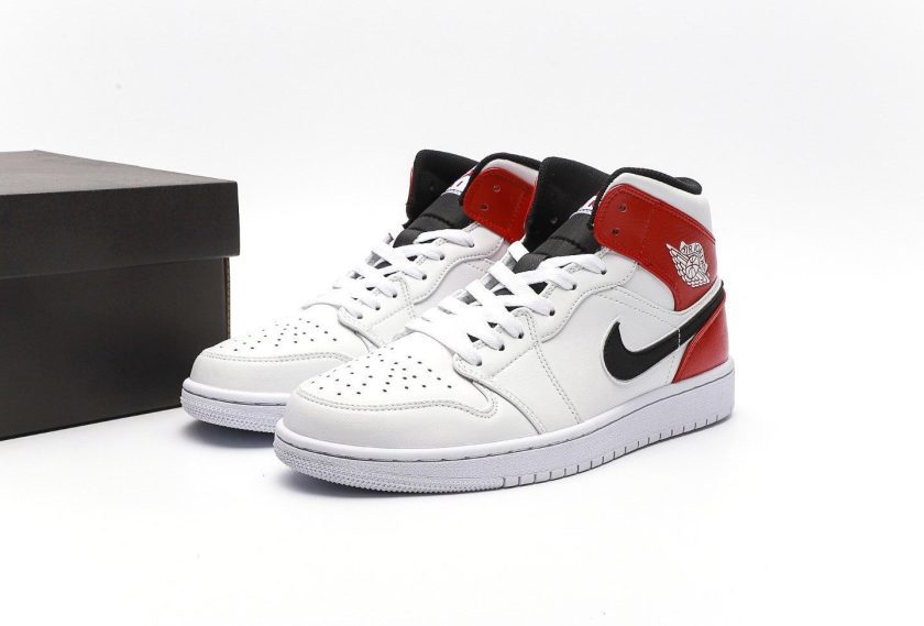 Air Jordan 1 Mid White Black Gym Red - Image 8