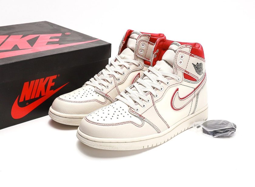 Air Jordan 1 Retro High OG Sail Phantom Red [PK GOD] - Image 9